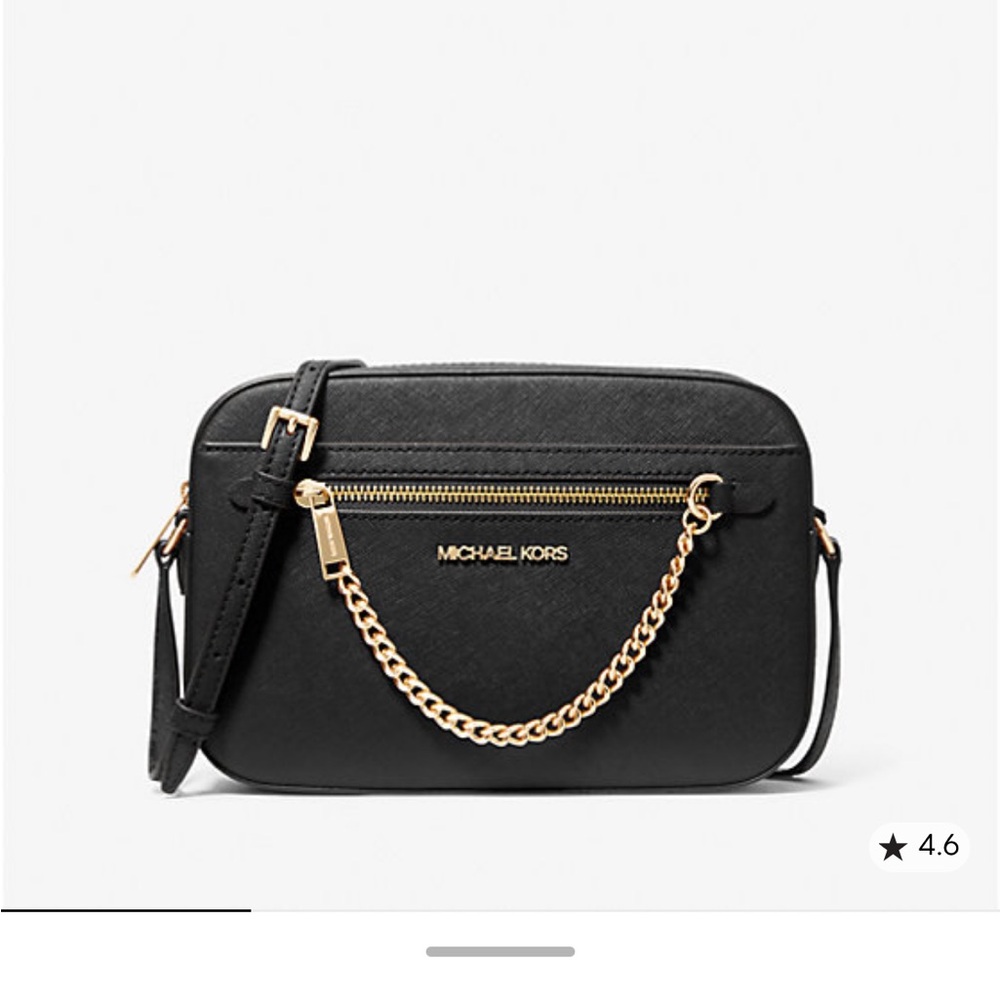 NWT Michael Kors Black Zip Gold Chain Crossbody